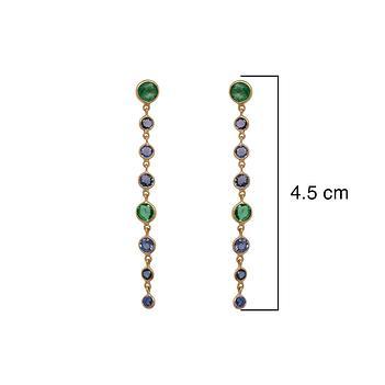 Contemporary Sapphire and Emerald 18K Gold Drop Earrings