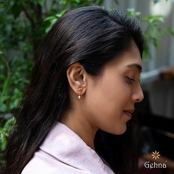 Scarlet Reverie Coral & Pearl 18K Gold Earrings