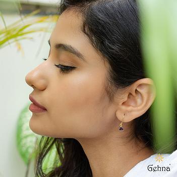 Delicate Amethyst 18K Gold Hoop Earring