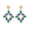 18K Yellow Gold Gold Blue Sapphire,Emerald Earrings for women image 1