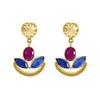 18K Yellow Gold Gold Ruby,Blue Sapphire Earrings for women image 1