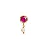 22K Yellow Gold Gold Cultured Freshwater Pearl,Ruby Nosepins for women image 1