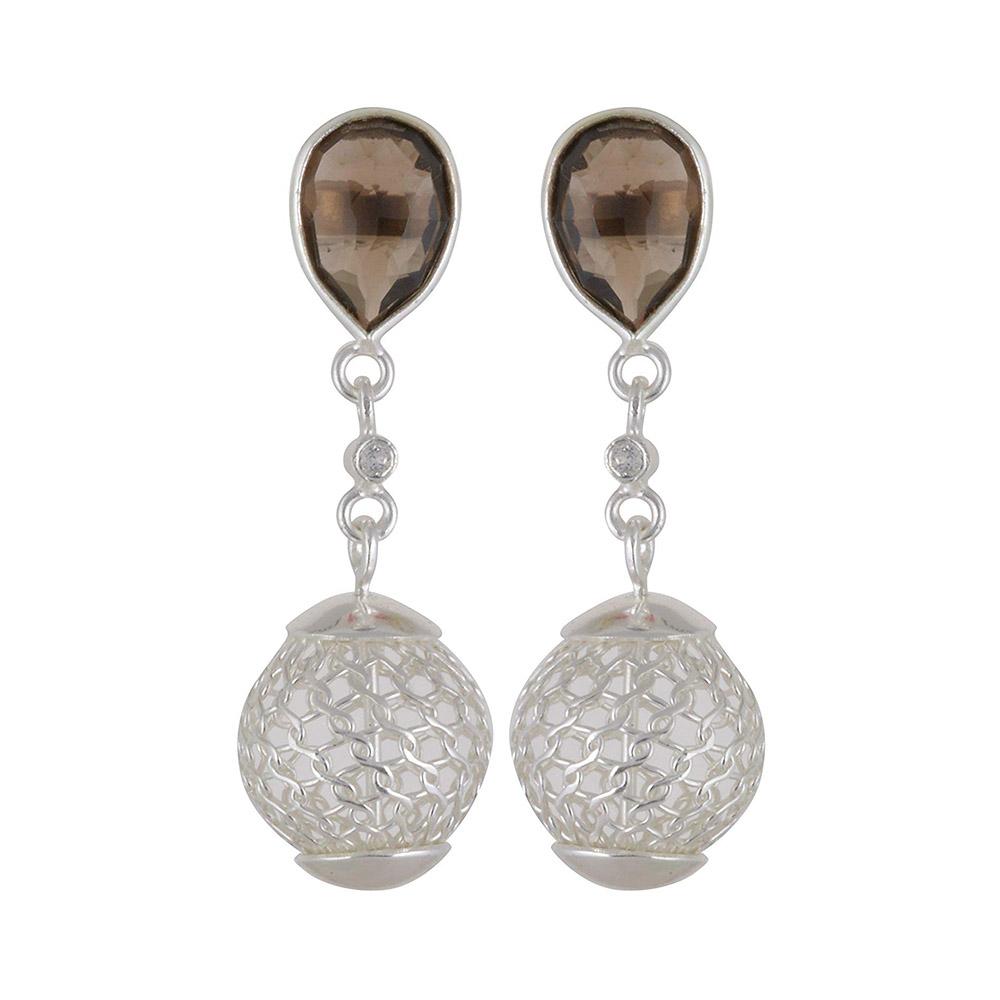 925 Sterling Silver Silver Topaz Earrings for women