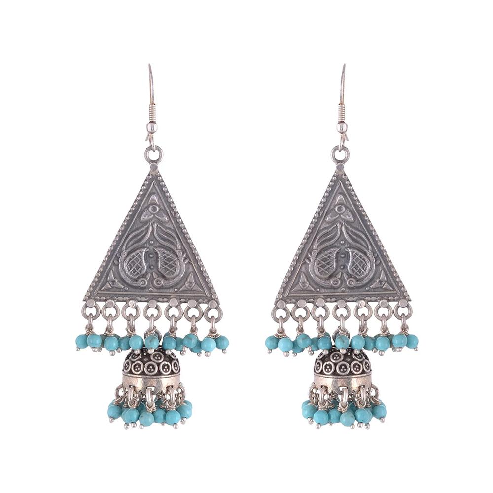 925 Sterling Silver Silver Turquoise Jhumki for women