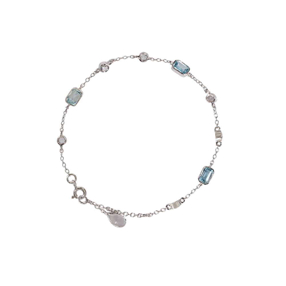925 Sterling Silver Silver Topaz,Quartz,Aquamarine Bracelets for women