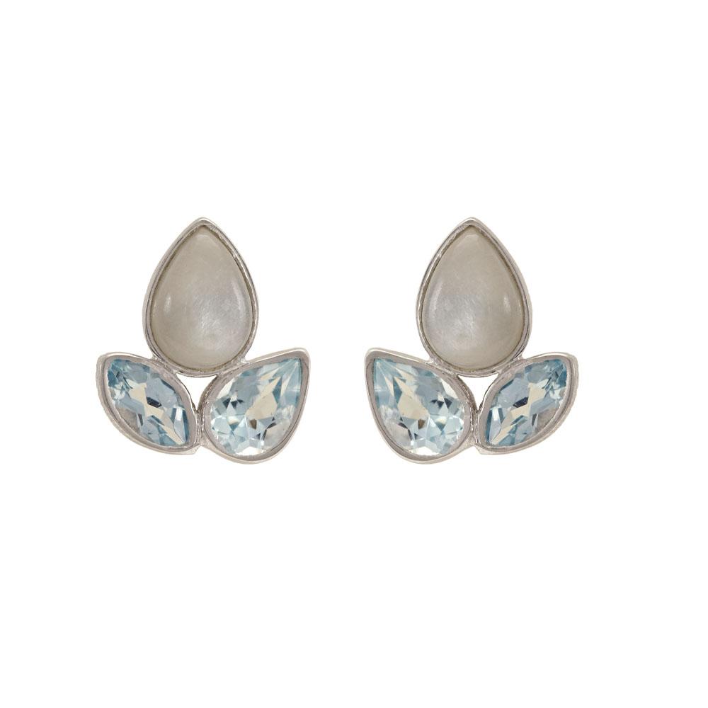 925 Sterling Silver Silver Topaz,Moonstone Earrings for women