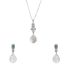 925 Sterling Silver Silver Topaz,Quartz,Aquamarine Pendant Set for women image 1