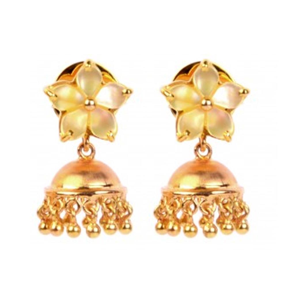 18K Yellow Gold Gold Mother Of Pearl Jhumki for women