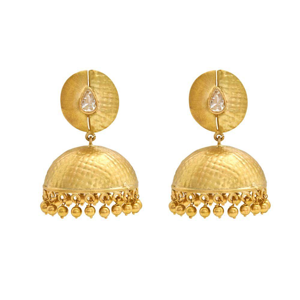 18K Yellow Gold Gold Diamond Jhumki for women