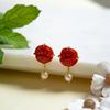 18K Yellow Gold Gold Cultured Freshwater Pearl,Coral Earrings for women image 1