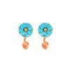 18K Yellow Gold Gold Turquoise,Pearl Earrings for women image 1