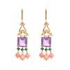 18K Yellow Gold Gold Emerald,Coral,Amethyst Earrings for women image 1