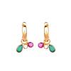 18K Yellow Gold Gold Pearl,Ruby,Emerald,Diamond Earrings for women image 1