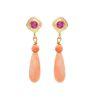18K Yellow Gold Gold Ruby,Coral Earrings for women image 1