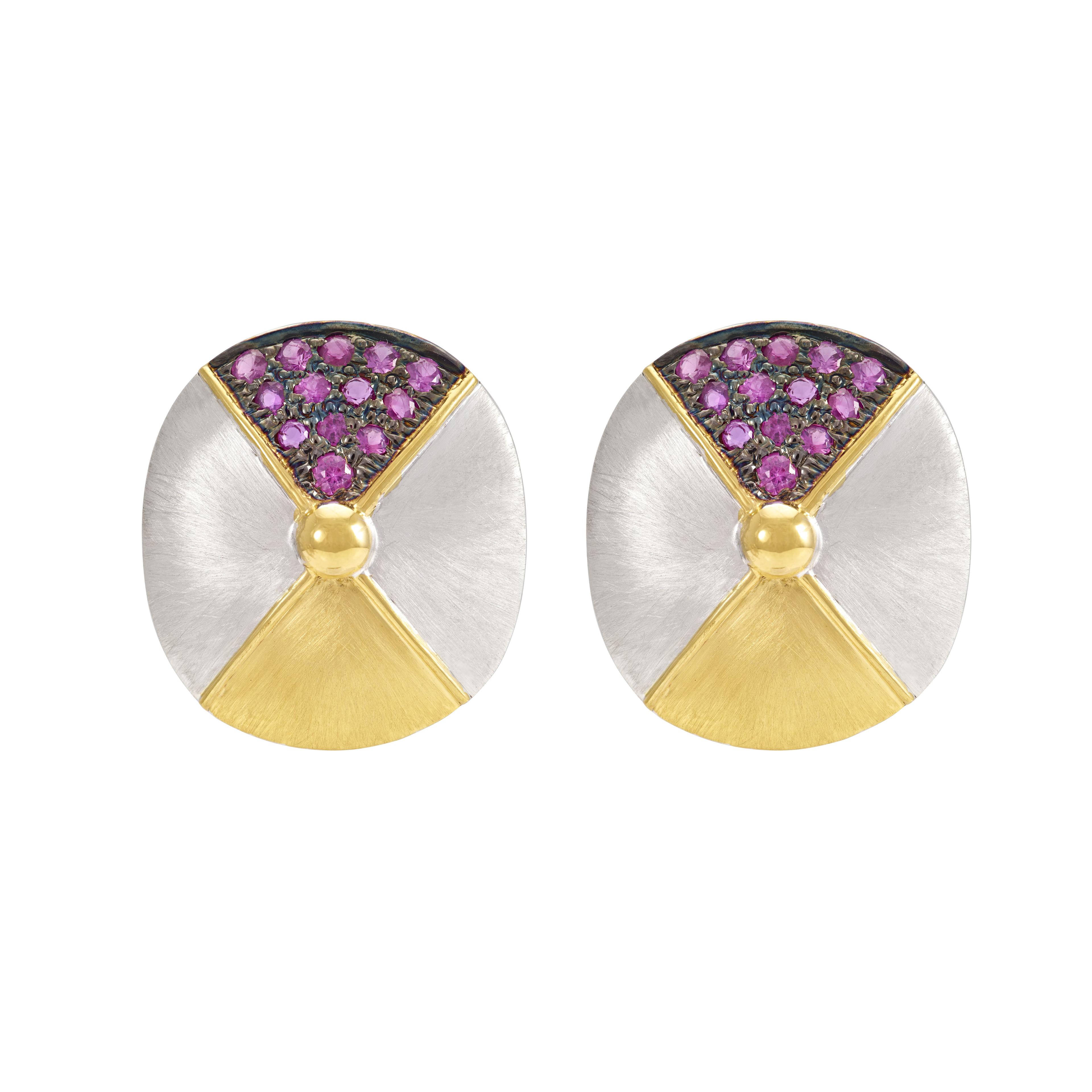 18K Yellow Gold,925 Sterling Silver Silver,Gold Ruby Earrings for women