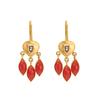 18K Yellow Gold Gold Diamond,Coral Earrings for women image 1
