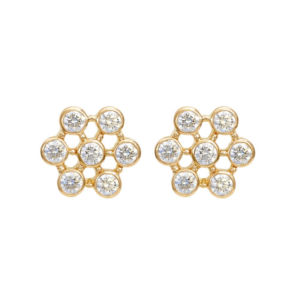 18K Yellow Gold Gold Diamond Earrings for women