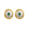 18K Yellow Gold,925 Sterling Silver Gold & Silver Emerald Earrings for women image 1