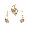18K Yellow Gold Gold Opal,Emerald Earrings for women image 1