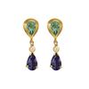 18K Yellow Gold Gold Cultured Freshwater Pearl,Blue Sapphire,Emerald Earrings for women image 1