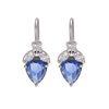 18K White Gold White Gold Blue Sapphire,Blue Topaz,Diamond Earrings for women image 1