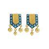 18K Yellow Gold,925 Sterling Silver Silver,Gold Turquoise Earrings for women image 1
