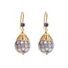 18K Yellow Gold Gold Mother Of Pearl,Blue Sapphire Earrings for women image 1
