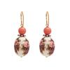 18K Yellow Gold,925 Sterling Silver Silver,Gold Printed Bead,Coral Earrings for women image 1