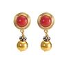 18K Yellow Gold,925 Sterling Silver Silver,Gold Coral Earrings for women image 1