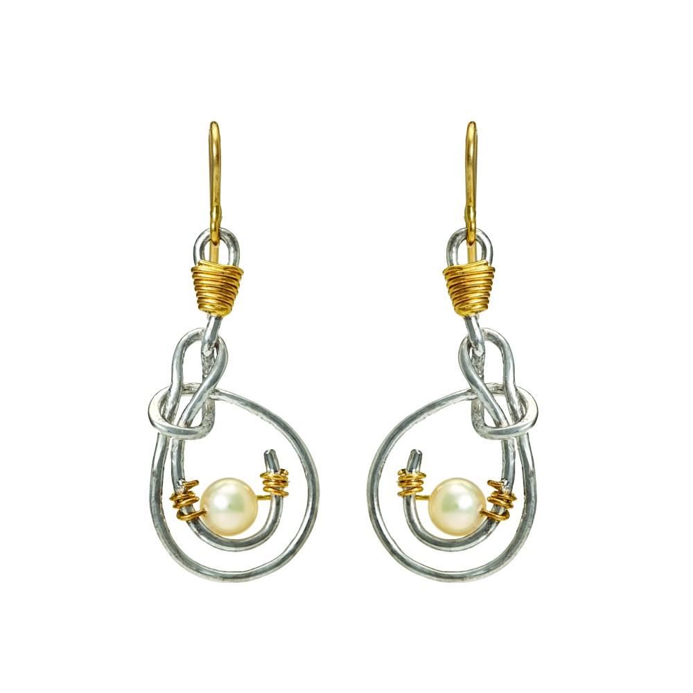18K Yellow Gold,925 Sterling Silver Silver,Gold Pearl Earrings for women