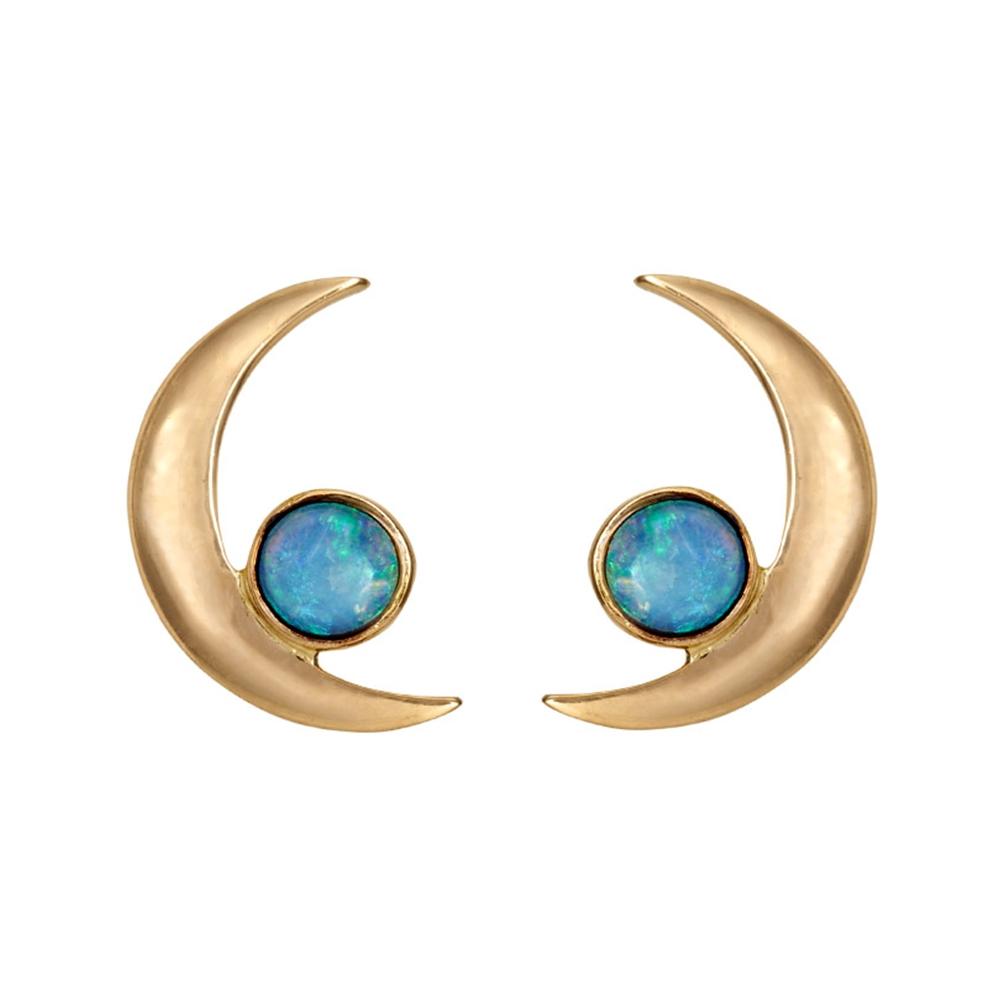 18K Yellow Gold Gold Opal Earrings for women
