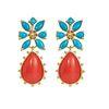 18K Yellow Gold Gold Turquoise,Diamond,Coral Earrings for women image 1