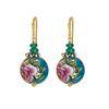 18K Yellow Gold,925 Sterling Silver Silver,Gold Printed Bead,Emerald Earrings for women image 1