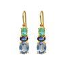 18K Yellow Gold Gold Blue Topaz,Blue Sapphire,Emerald Earrings for women image 1