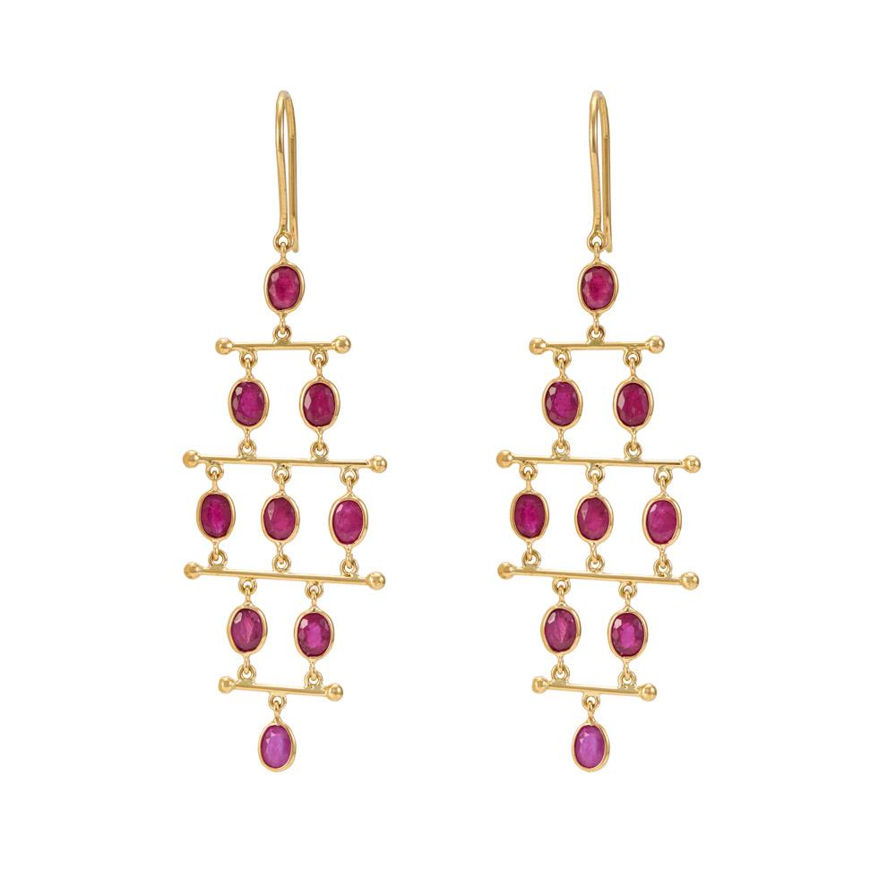 18K Yellow Gold Gold Ruby Earrings for women