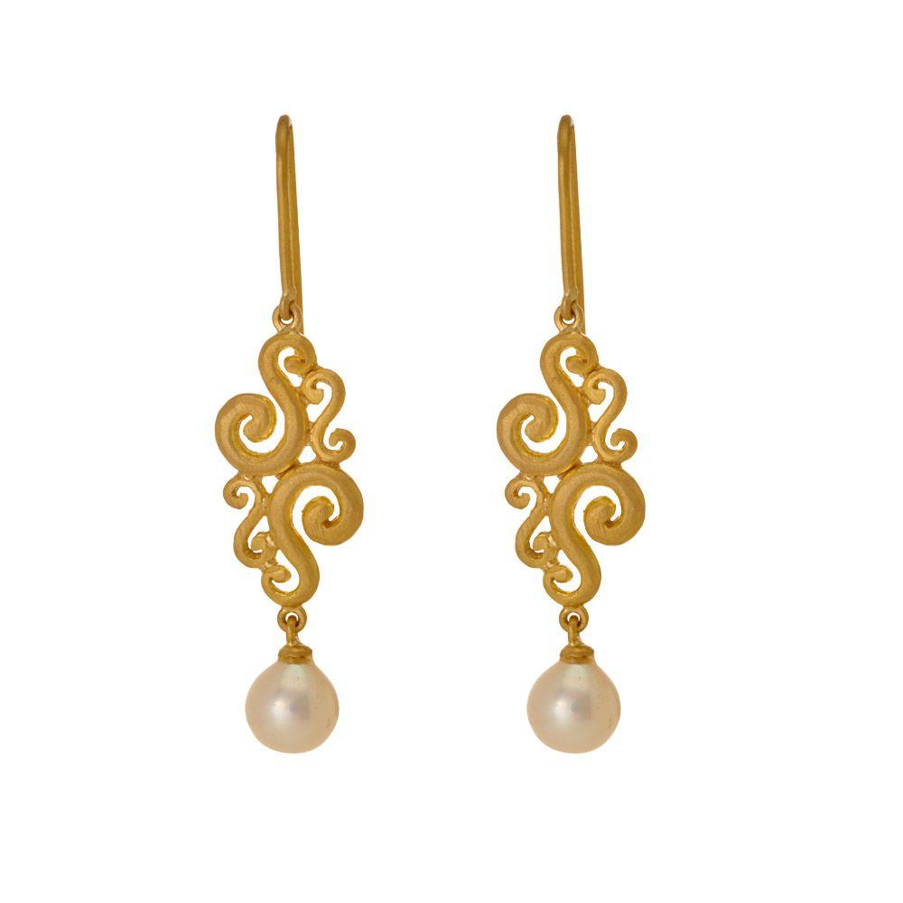 18K Yellow Gold Gold Cultured Freshwater Pearl Earrings for women
