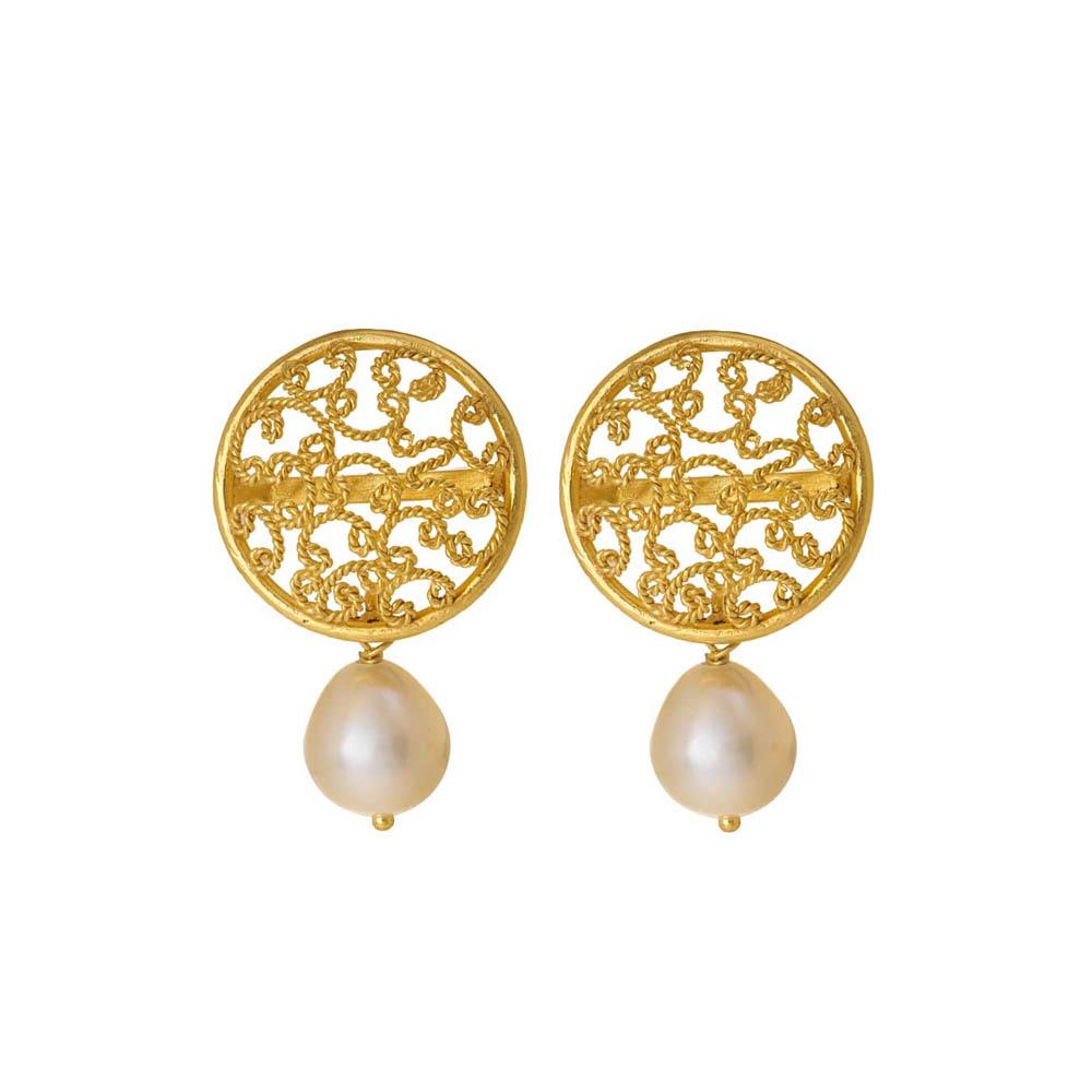 18K Yellow Gold Gold Cultured Akoya Pearl Earrings for women