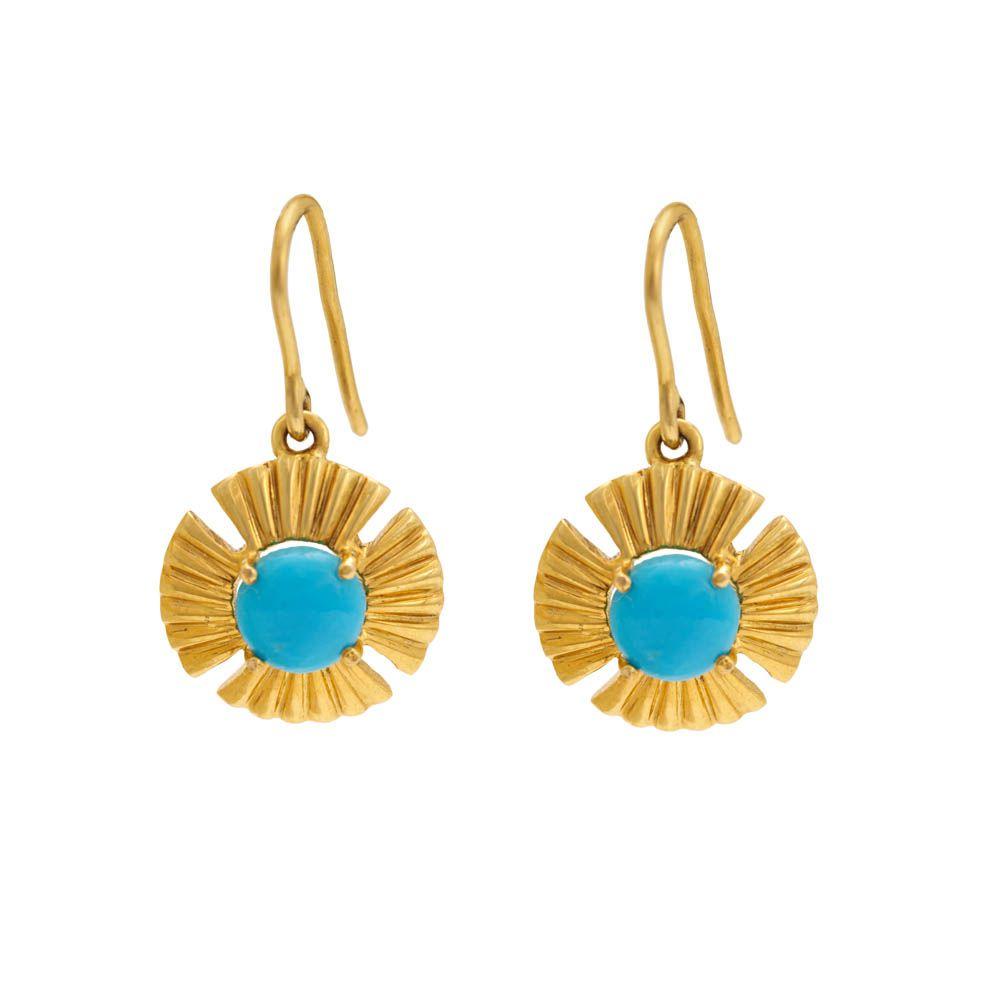 18K Yellow Gold Gold Turquoise Earrings for women