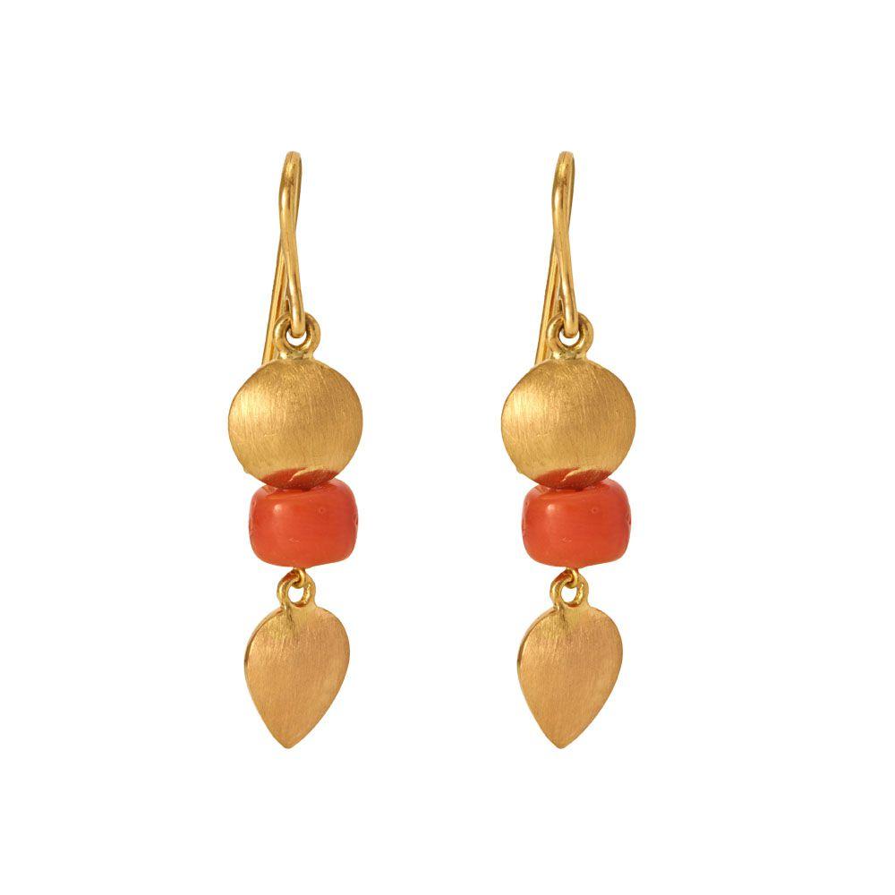 18K Yellow Gold Gold Coral Earrings for women