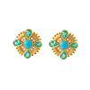18K Yellow Gold Gold Diamond,Turquoise,Emerald Earrings for women image 1