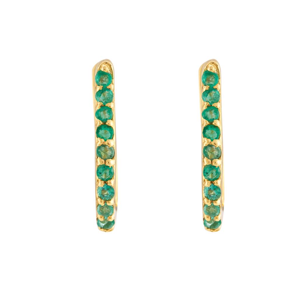 18K Yellow Gold Gold Emerald Earrings for women