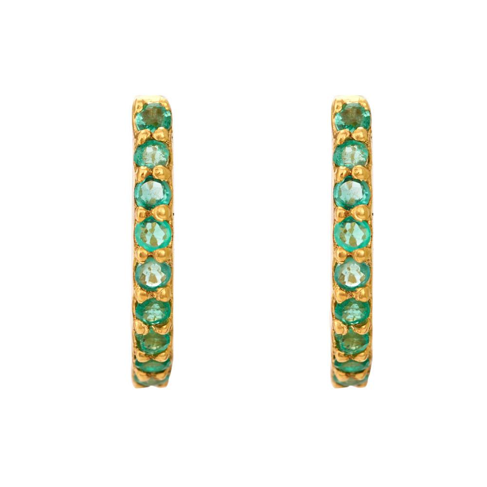 18K Yellow Gold Gold Emerald Earrings for women