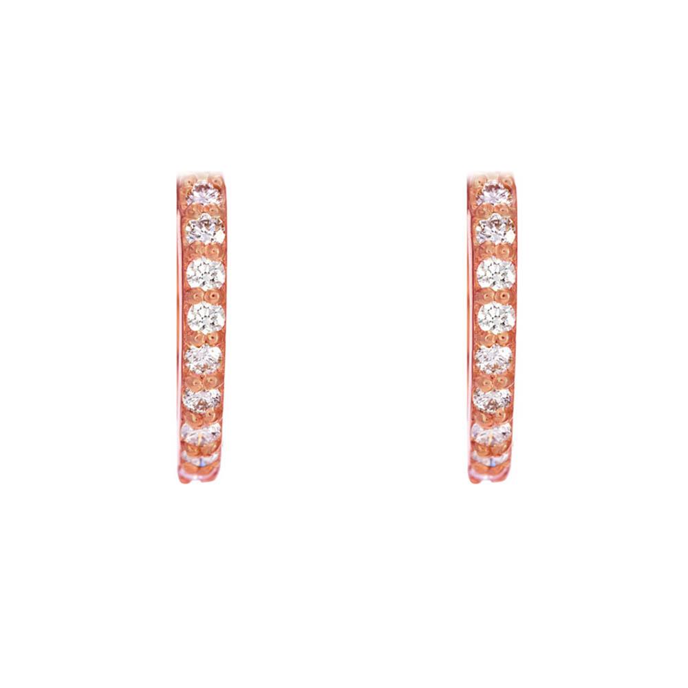 18K Yellow Gold Pink Gold Diamond Earrings for women