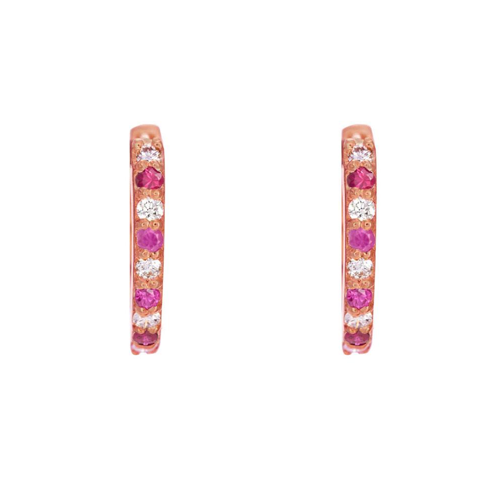 18K Rose Gold Pink Gold Ruby,Diamond Earrings for women