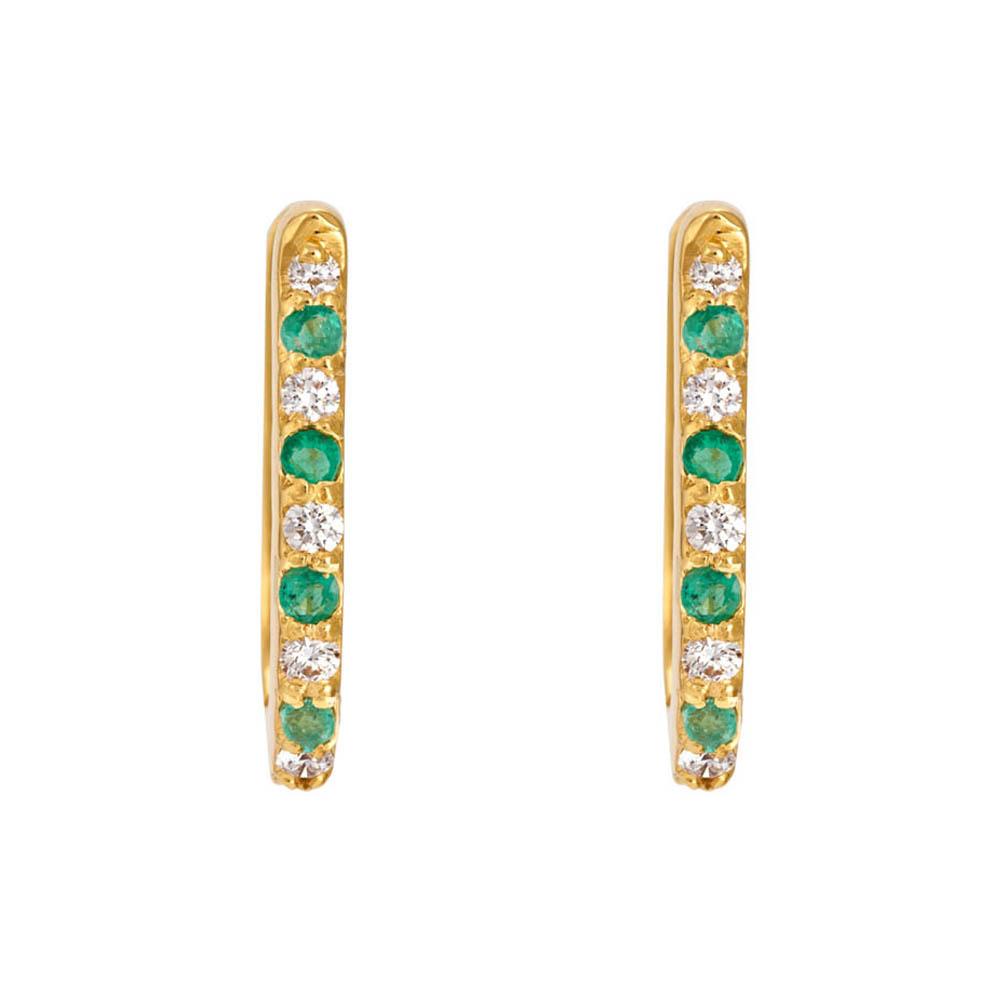 18K Yellow Gold Gold Diamond,Emerald Earrings for women