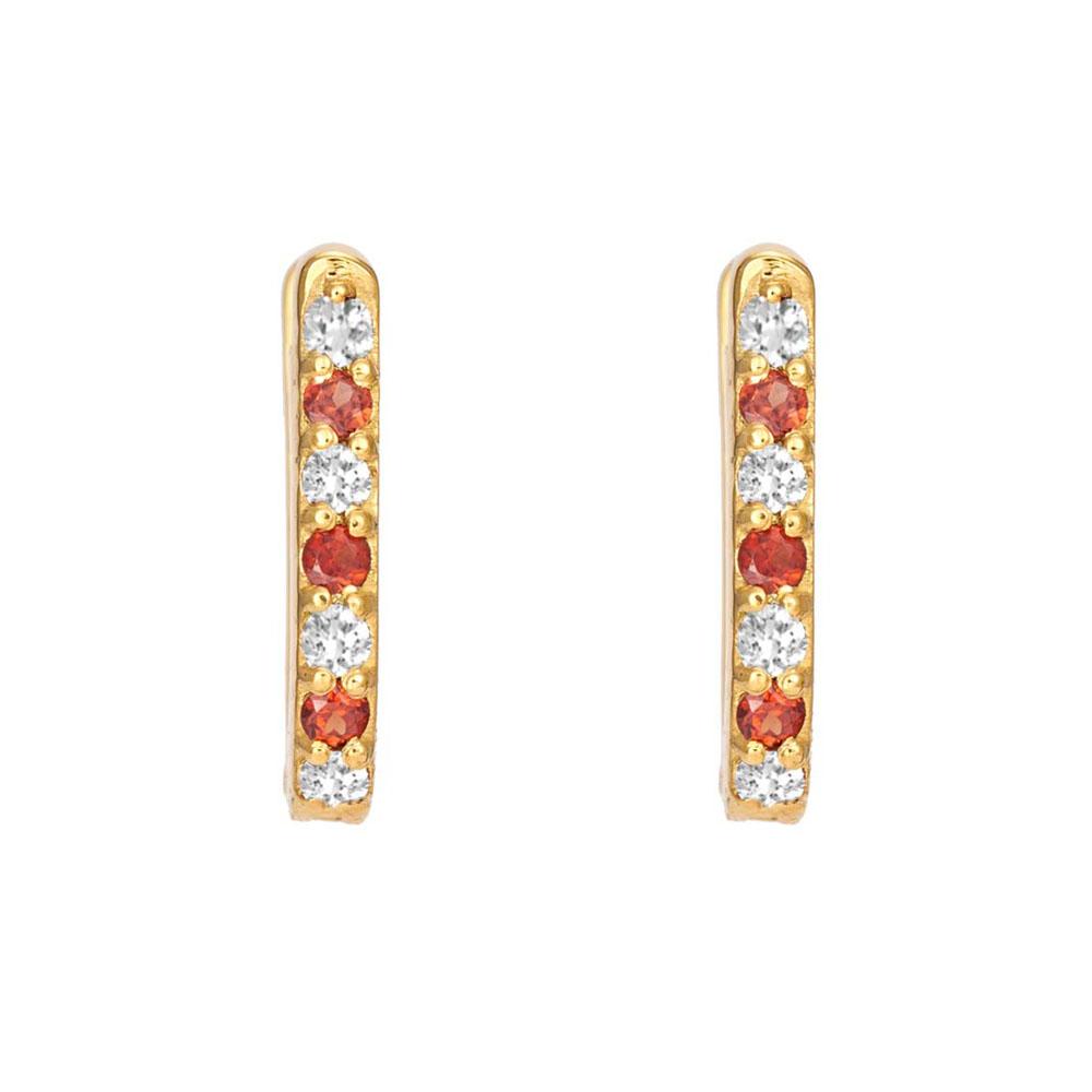 18K Yellow Gold Gold Garnet,Diamond Earrings for women