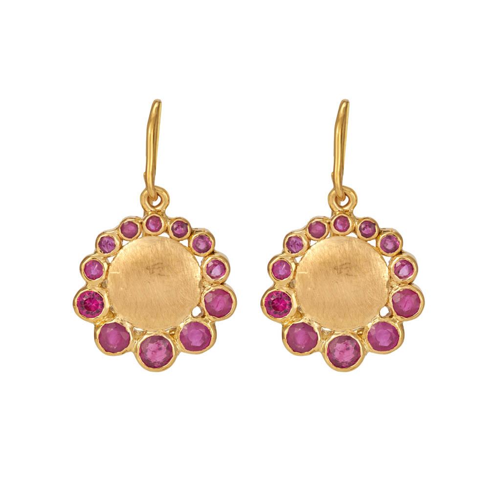 18K Yellow Gold Gold Ruby Earrings for women