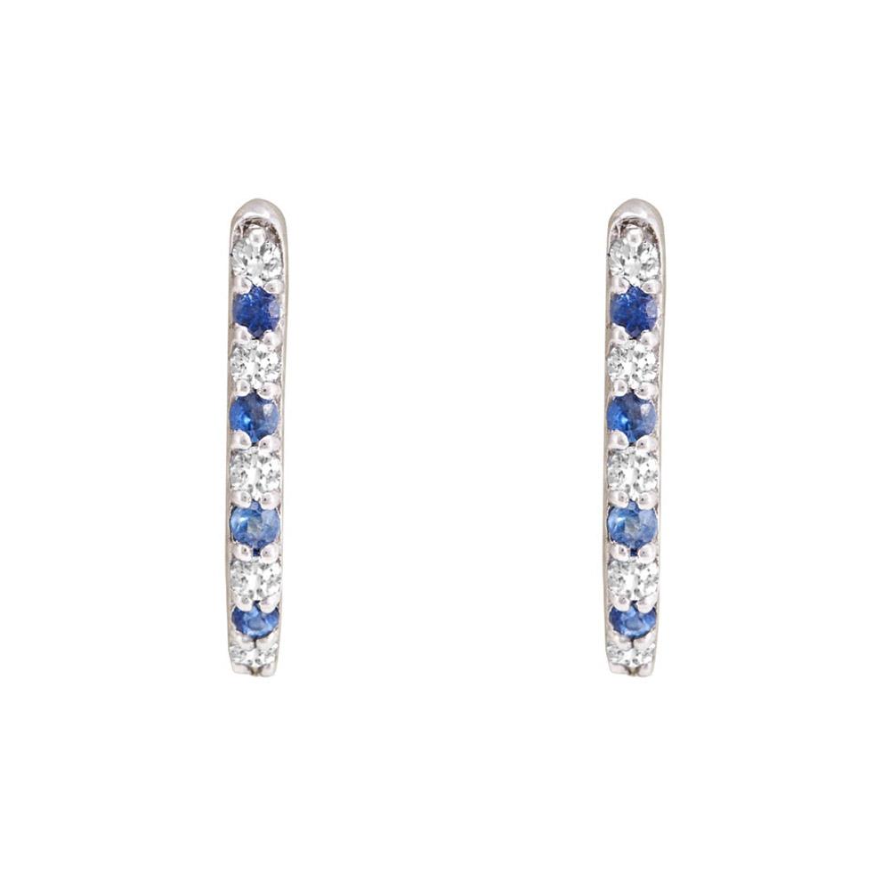 18K White Gold White Gold Blue Sapphire,Diamond Earrings for women