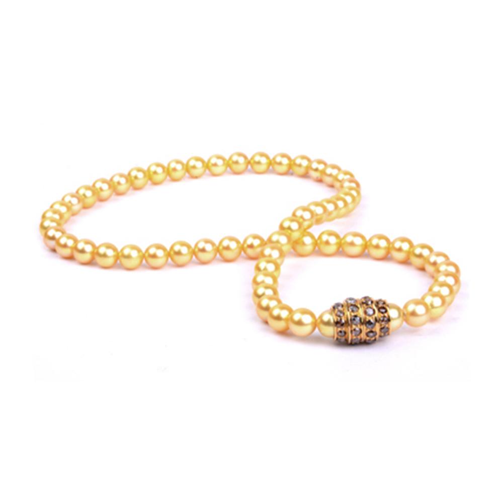 18K Yellow Gold Gold Cultured South Sea Pearl,Diamond Necklaces for women