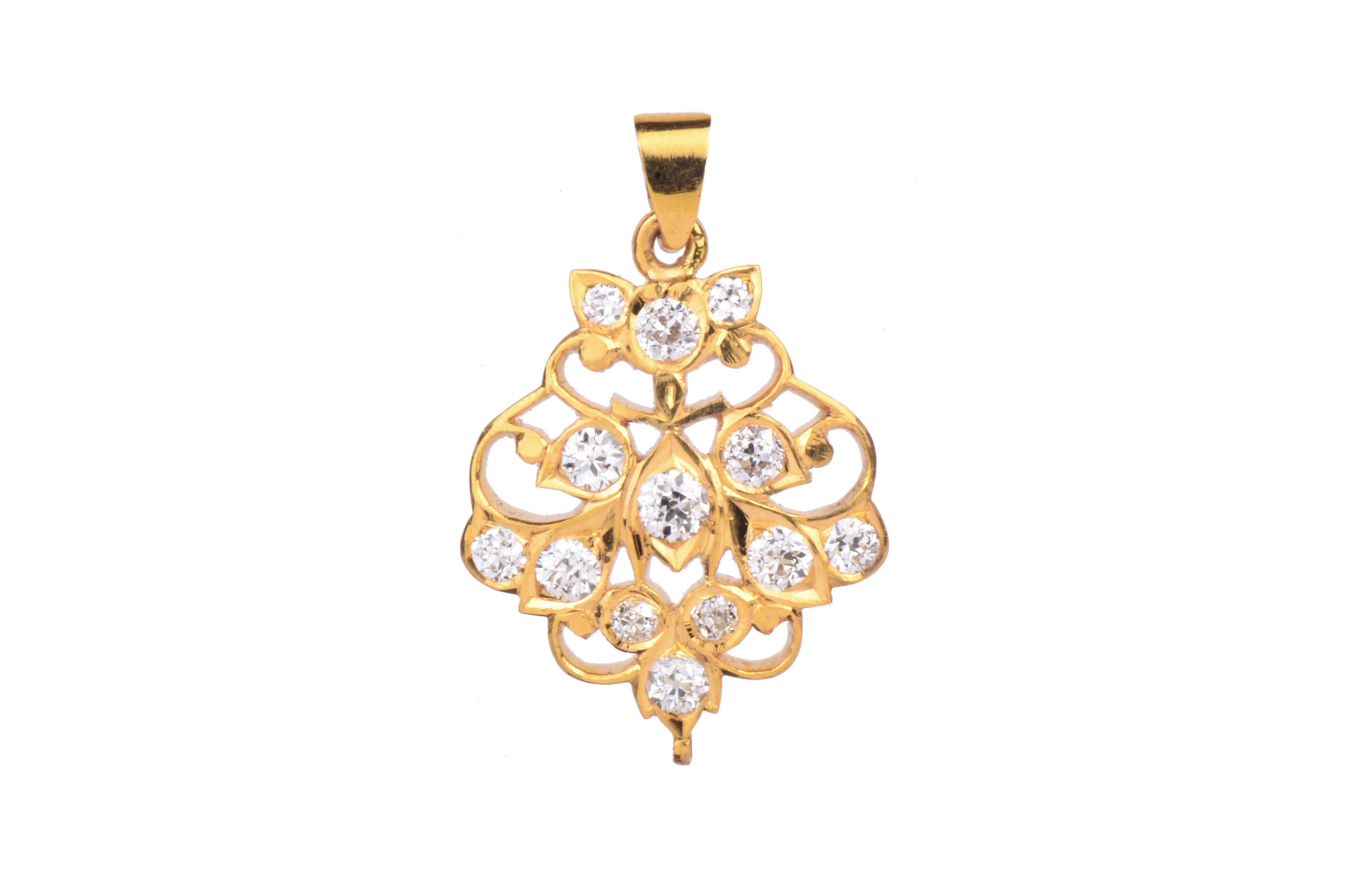 22K Yellow Gold Gold Diamond Pendants for women